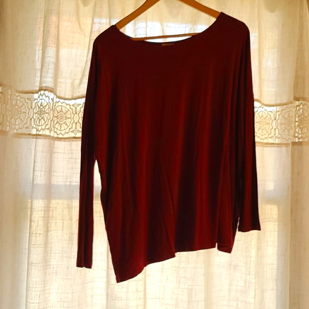 PIKO LONG SLEEVE MAROON BLOUSE